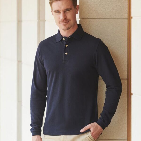 LONG SLEEVE COTTON PIQUE POLO SHIRT Thumbnail